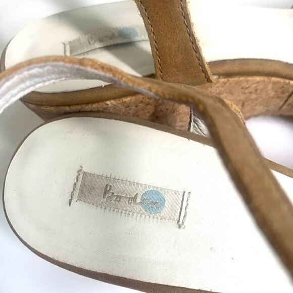 Boden Wedge Heel Sandals Ankle Strap Open Toe Light Brown Suede Leather size 10 - Picture 2 of 8